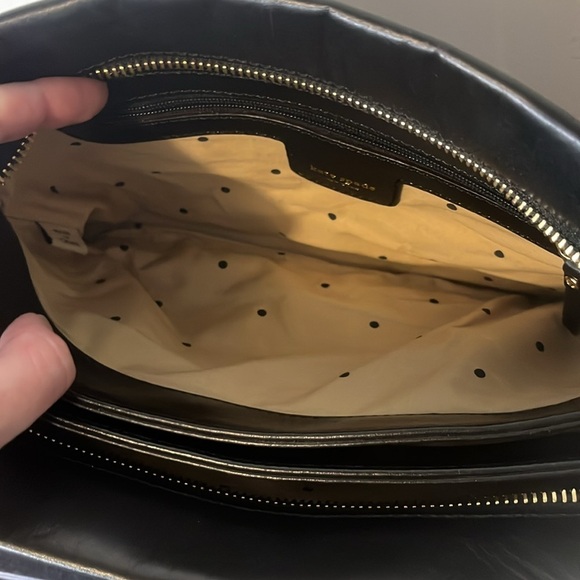 Kate Spade Black Leather and Silver Metallic Accordion Style Handbag RARE - Picture 12 of 16